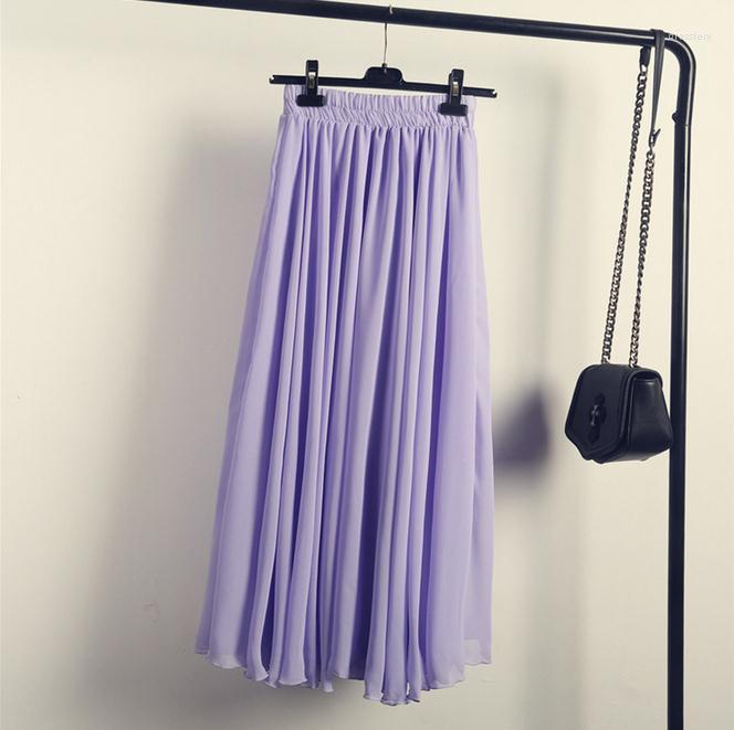 

Skirts Excellent Quality 3 Layer High Waist Large Lap Bohemian Style Casual Maxi Skirt Women Fashion Chiffon Long Jupe Falda, Black