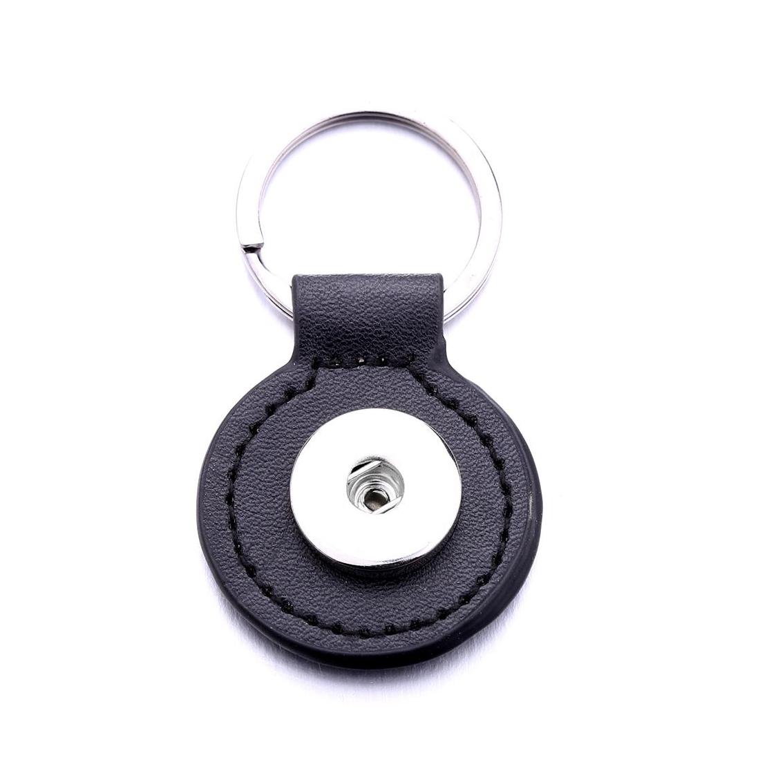 

Key Rings Round Black Pu Leather Keychain Jewelry 18Mm Snap Buttons Pendant Chain Car Bag Snaps Keyring Drop Delivery Dhq9B