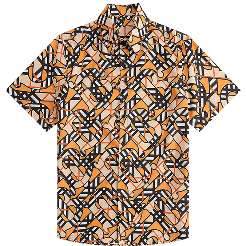 

Men's shirt New European size Hawaiian short-sleeved breathable shirt -3xl, Yellow