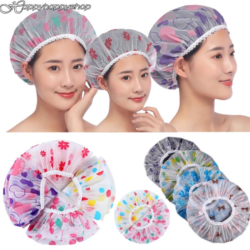 

Beanies Fashion Thicken Eva Fabric Bathroom Shower Cap Make Up Hat Print Floral Head Cover Bandana Hair Treatment Wrapped Turban, Color6