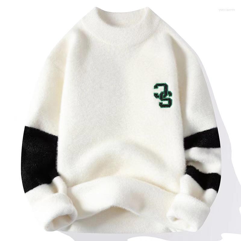 

Men's Sweaters #5839 Black White Grey Mohair Sweater Men Warm Teenagers Knitted Male Long Sleeve Korean Fashion Tight O-neck