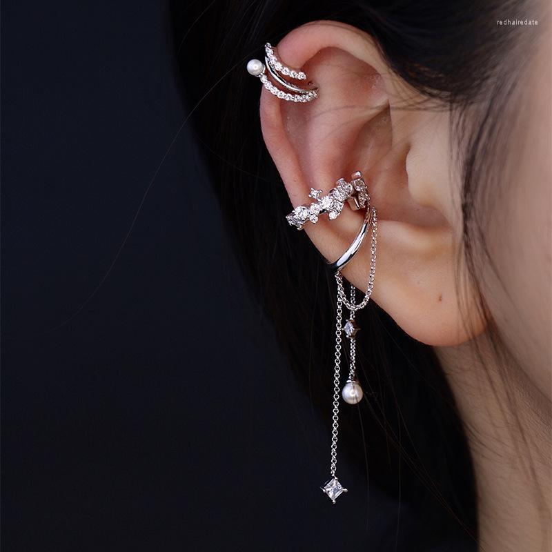 

Backs Earrings 1 Piece Exquisite Shiny Zircon Ear Clip For Women Punk Design Non Piercing Fake Jewelry Gift