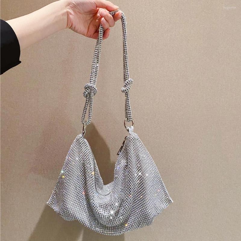 

Evening Bags Fashion Rhinestones Shoulder For Women Shiny Crystal Party Wedding Handbags Female Underarm, Black