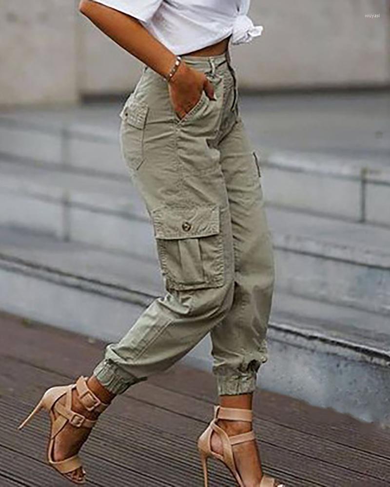 

Women' Pants 2023 Spring Women Plain Pockets Design Cargo Street Wear Chic Loose Jeans Oversize Trousers Casual Outfits, Khaki