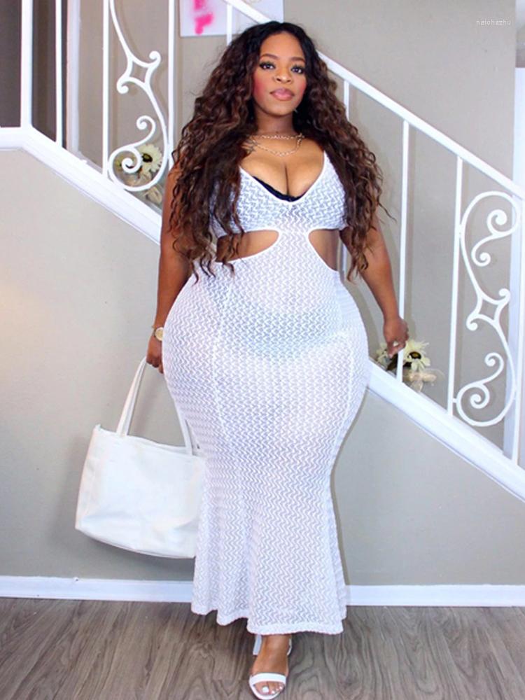 

Plus Size Dresses Woman Clothing Hollow Out Sexy White Summer Dress Ladies Lace Bodycon Wholesale Bulk Drop