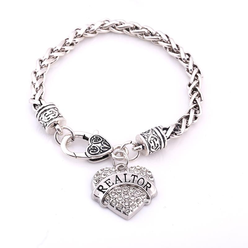 

Charm Bracelets Heart Crystal Realtor Bracelet Jewelry Gift