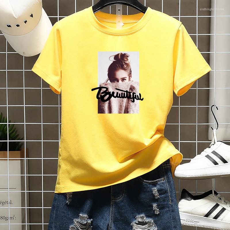 

Women' T Shirts Wen Women Summer Short Sleeve Tees Trend Portrait Print Round Neck Unisex T-Shirts College Couple Harajuku Tops, Black