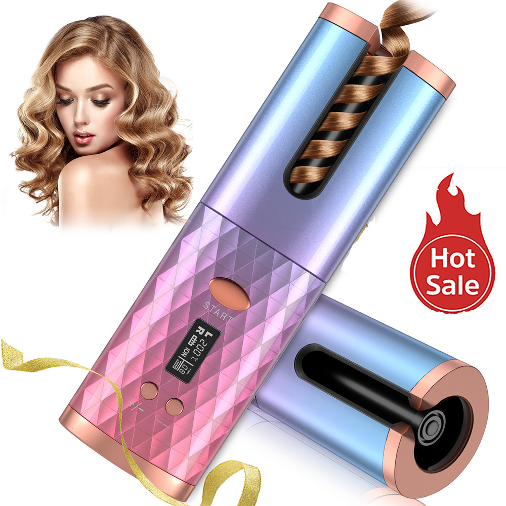 

Hair Rollers Lofamy SL 886 Wireless Auto Curling Iron For Professional Curler USB Rechargeable Rotating Curle Styling Tools 230217