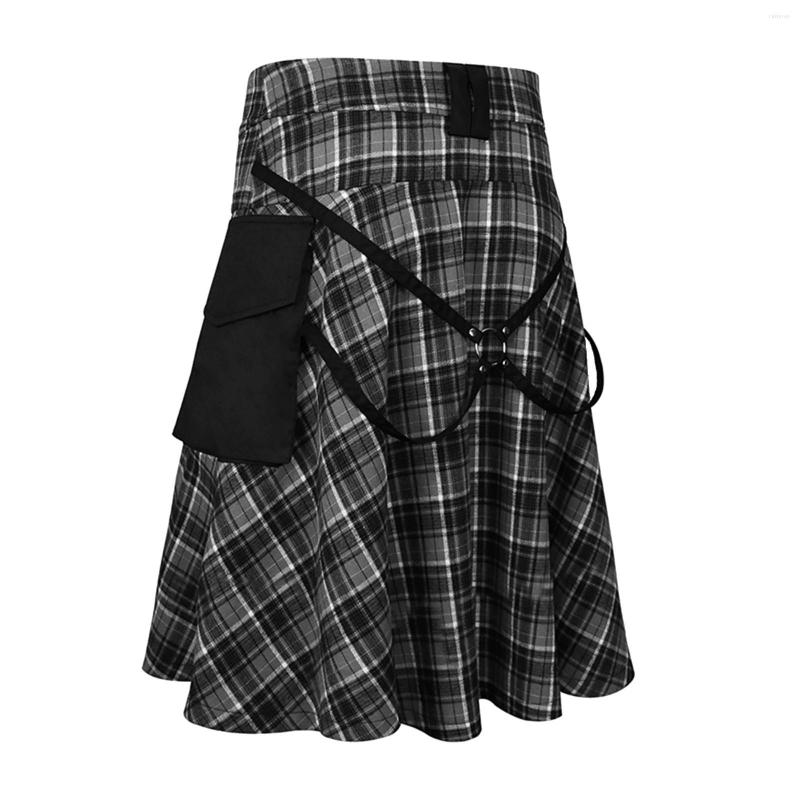 

Men's Pants Mens Fashion Casual Plaid Lrish Skirt Apron Scottish Practical, Red