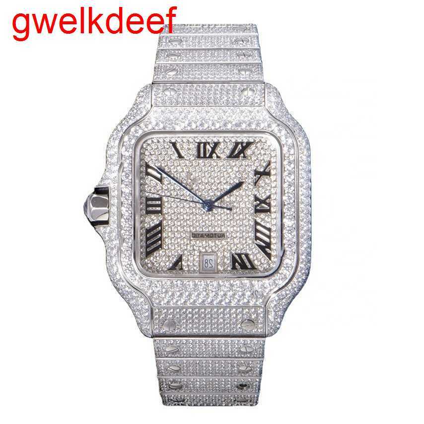 

Wristwatches Luxury Custom Bling Iced Out Watches White Gold Plated Moiss anite Diamond Watchess 5A high quality replication Mechanical I5X8, Mix
