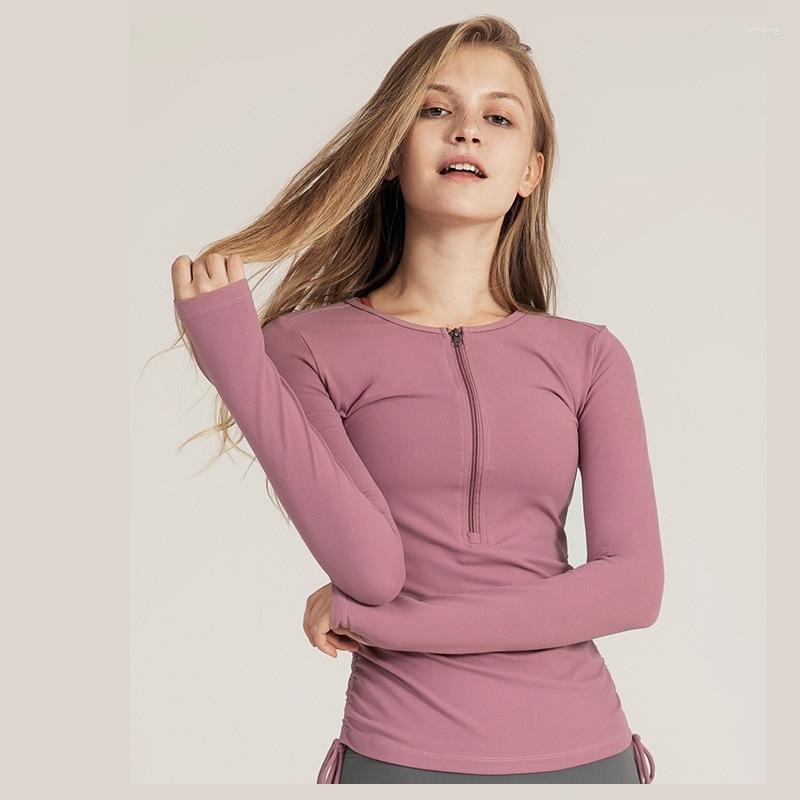 

Active Shirts Long Sleeve Yoga Sport Top Women Zipper Shirt For Push Up Running Full Clothes, Black