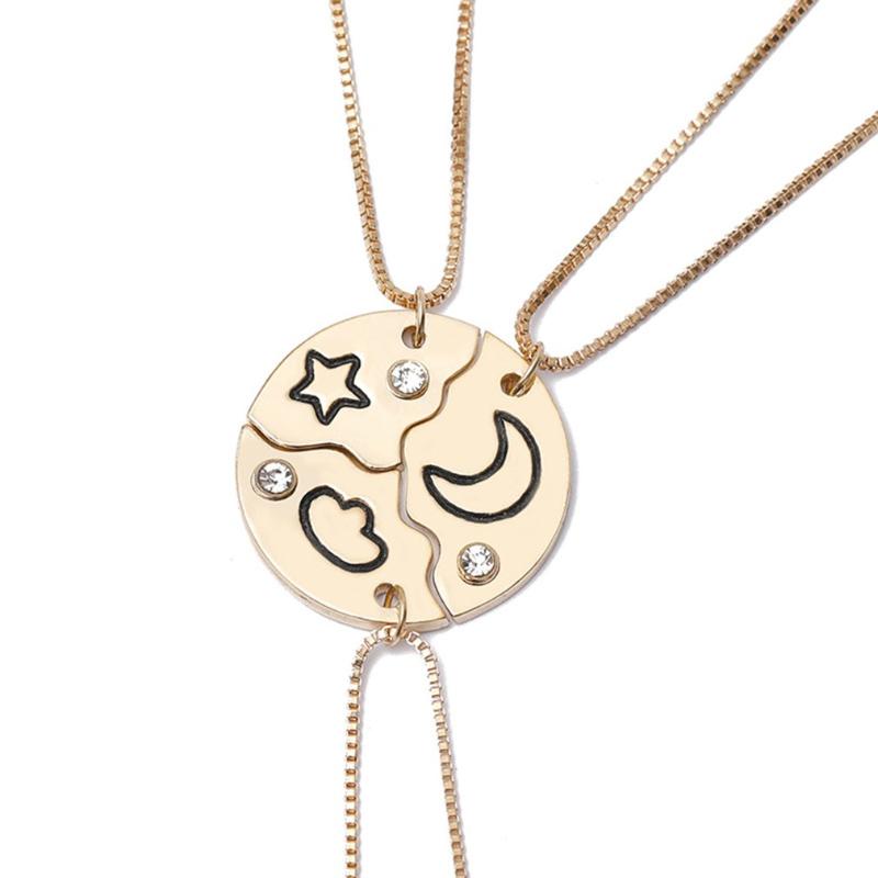 

Choker Chokers 2023 Trend Personality Three-in-one Pendant Necklace Stars Moon Cloud Jewelry Detachable Friend BBF Party Gift