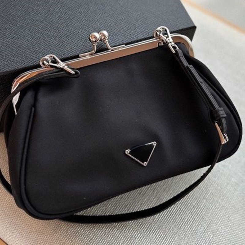 

Bag for women luxury designer Tote bag mini buckle handbag underarm shoulder purse nylon clutch dumplings bags wallet, Black