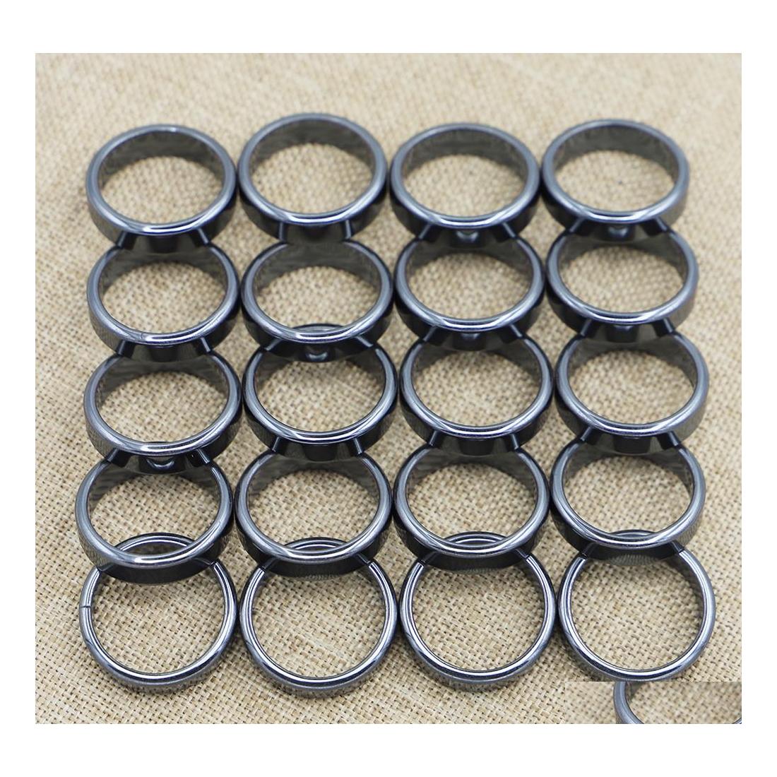 

Band Rings 6Mm Natural Stone Hematite Flat Arc Black Gallstone Couple Nonmagnetic Aneis Health Care Radiation Protection Gif Vipjewe Dhgla