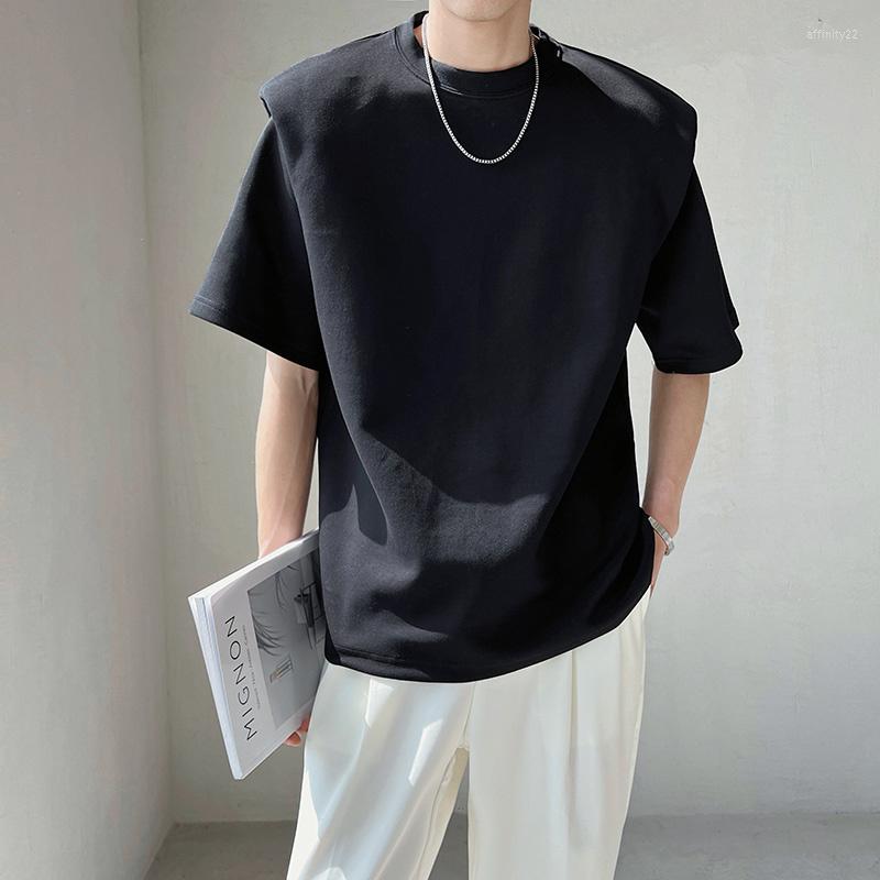 

Men's T Shirts Summer Short-sleeved T-shirt Men Fashion Casual Shoulder Pad Tshirt Streetwear Korean Loose O-neck Shirt Mens Tops -2XL, Black