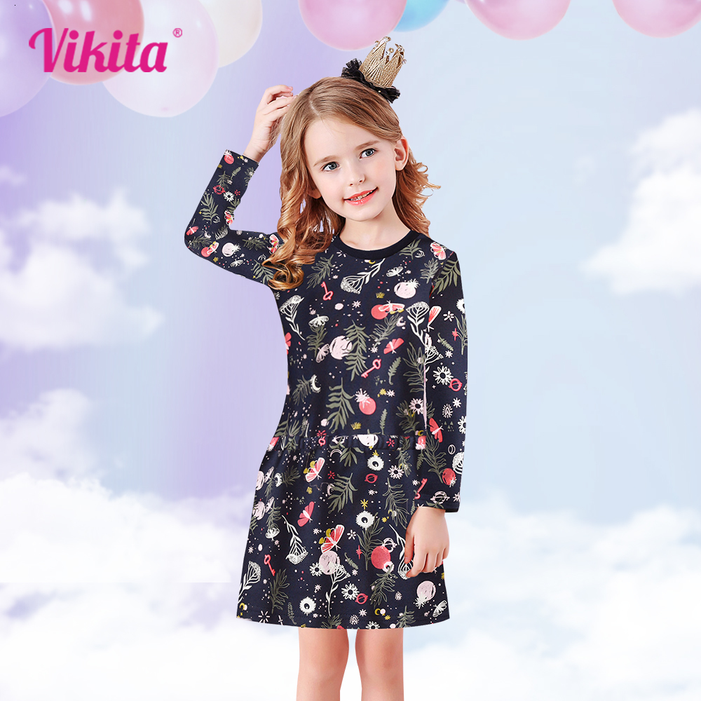 

Girls Dresses VIKITA Spring and Autum Long Sleeves Dress Cotton Cartoon Childrens Clothing Kids Princess Casual Clothes 28years 230217, Lh0779