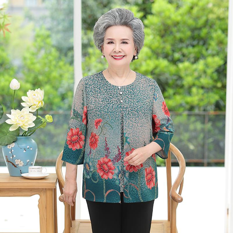 

Women's Blouses Fake Two Pieces Women Chiffon Shirt Middle Age Mother Clothing 3/4 Sleeve Tops Summer Pullovers 3XL 4XL Blouse 5XL, Red