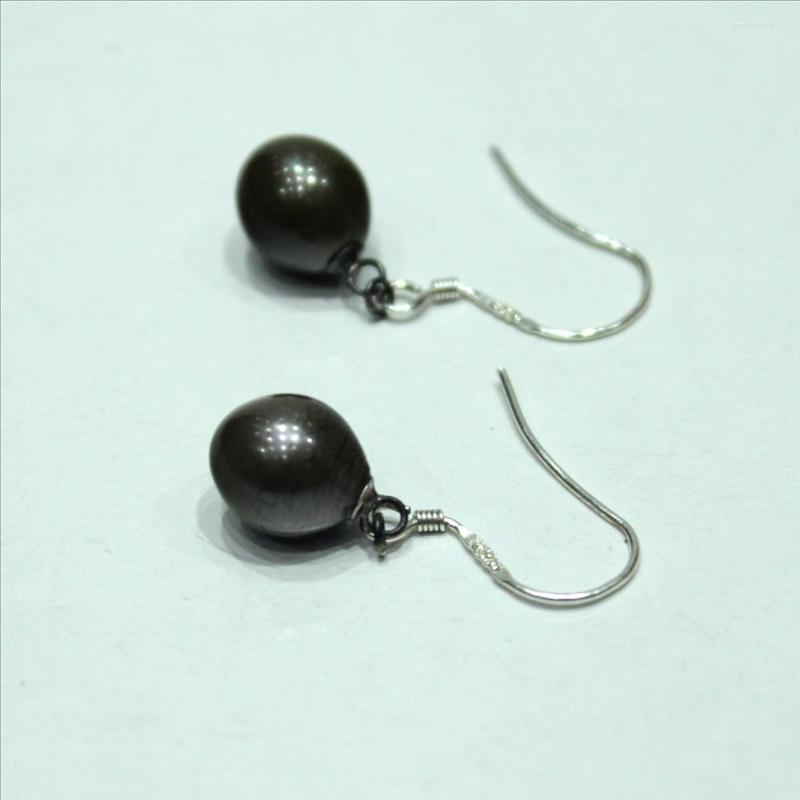 

Dangle Earrings YINANYIMEI Fine Jewelry Water Droplets Black Freshwater Pearl Silver Ear Hook 7x8mm