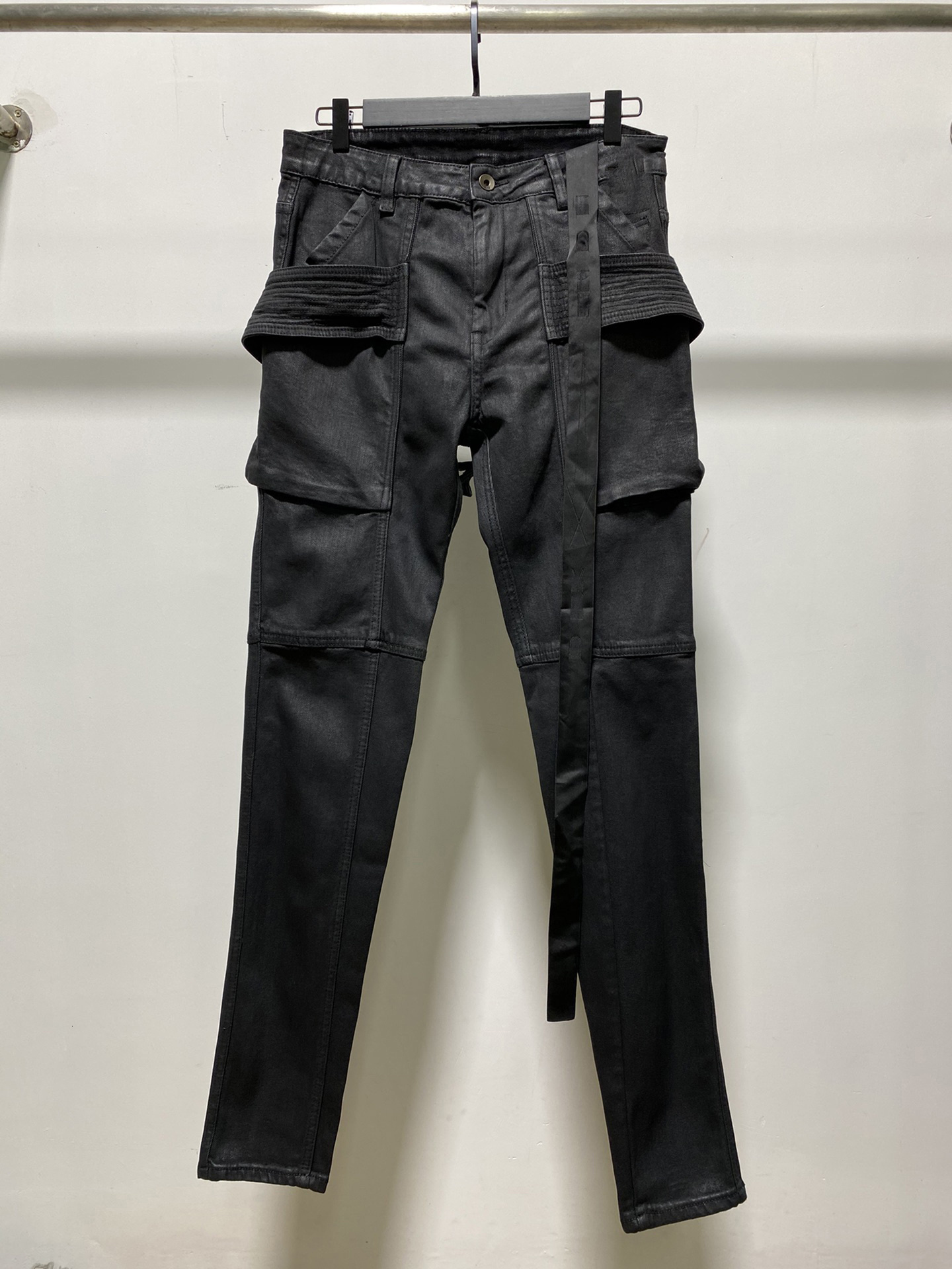 

Men' Jeans Seak Men Oil Owen Wax Denim Classic Gothic Coated Autumn Straight Hip Hop Women High Street Solid Pants 230217, Black