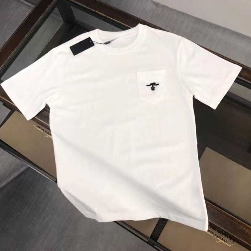 

cotton short sleeved t shirt men women sweatshirt embroidered pocket tshirts designer tshirt round neck pullover shirts, White
