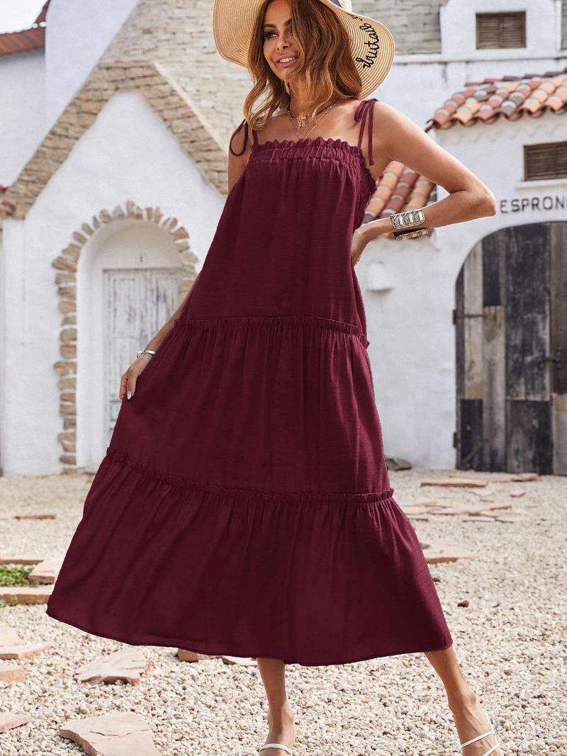

Casual Dresses Loose Beach Dress Woman Summer Spaghetti Strap Maxi Sundress Fashion Long Boho, Beige