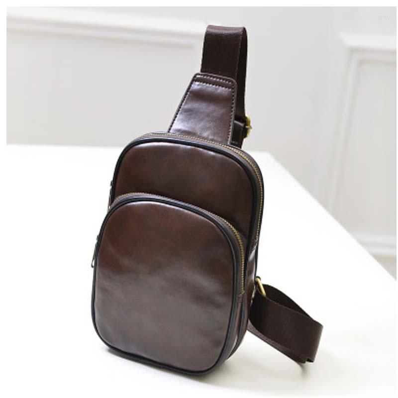 

Bag Men Chest Small Travel Messenger Bags Pu Leather Shoulder For Purse Sacoche Homme, Black