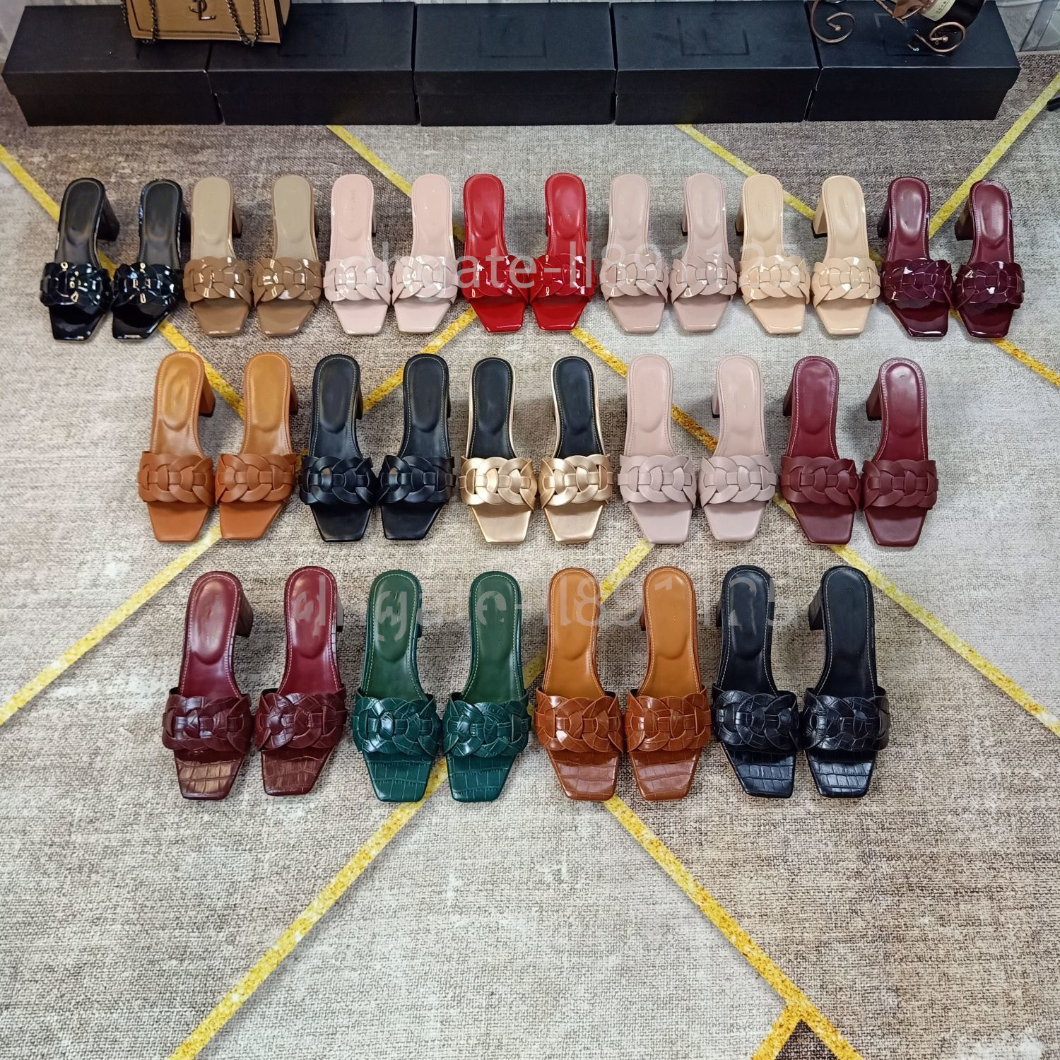 

New Designer chunky heels Women's leather slippers summer sandals women's knitted open toe high heels Sandals Casual Slippers 35-42 y885326, Y-9