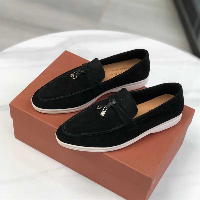 

Italy Designer Shoes Loropiana 23's New One-footed Women's Shoes Lp Lefu Shoes Casual Men's Shoes Leather British Style Tassels Shoes, Lake blue