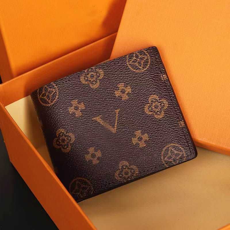 new mens wallet designer wallets card holder PU men short wallet classic old flower Leather embossed fashion purse luxury womens style purses wit