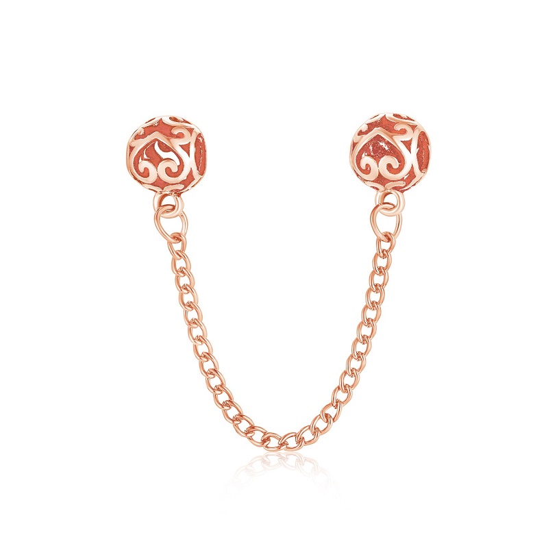 

2019 Fit Sterling Silver Bracelet Retro pattern Crystal Safety Chain European Stopper Clip Lock Charm Fits Pandora Bracelet Jewelry Findings Xma