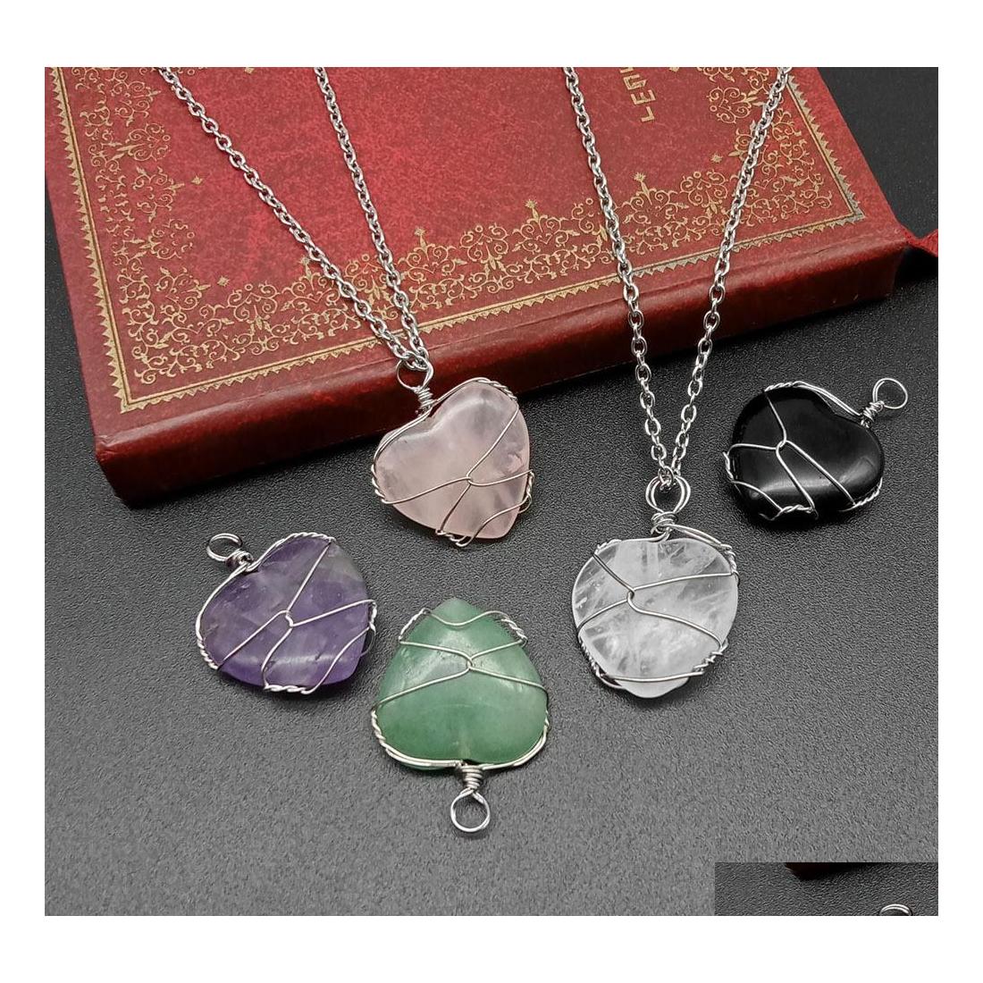 

Charms Natural Crystal Love Heart Shape Stone Amethyst Rose Quartz Pendants For Jewelry Accessories Making Sport1 Drop Delivery Find Dhcvy
