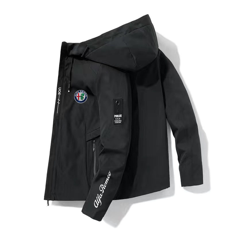 

Men s Jackets Alfa Romeo European Apparel Outdoor Camping Hiking Jacket Breathable Hoodie Trench Coat Adventure Set 230217, Black 1