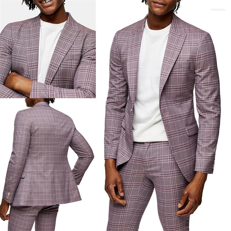 

Men's Suits 2023 Handsome Cotton Blend Light Pink Plaid Leisure Men's Suit 2 Pieces One Button ( Coat Pant) Tuxedos Business, Beige