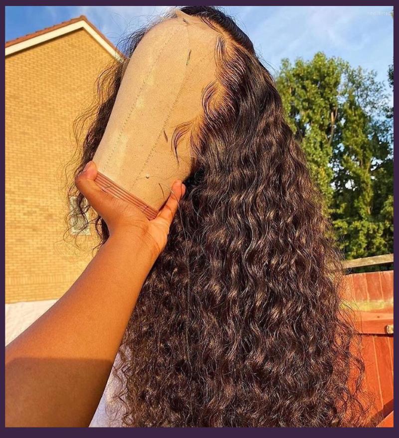 

13x4 Water Wave Lace Front Human Hair Wigs For Women Brazilian Transparent 4x4 Curly Wig Deep Frontal, Picture shown
