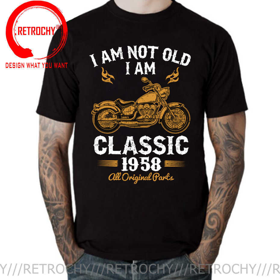 

Men's T-Shirts Men Motorcycle Lover 60th Birthday T Shirt I Am Not Old 1958 Cotton 1952 1962 1972 1982 1992 Tees Vintage Short Sleeve Plus Size L230217, Charcoal 1952