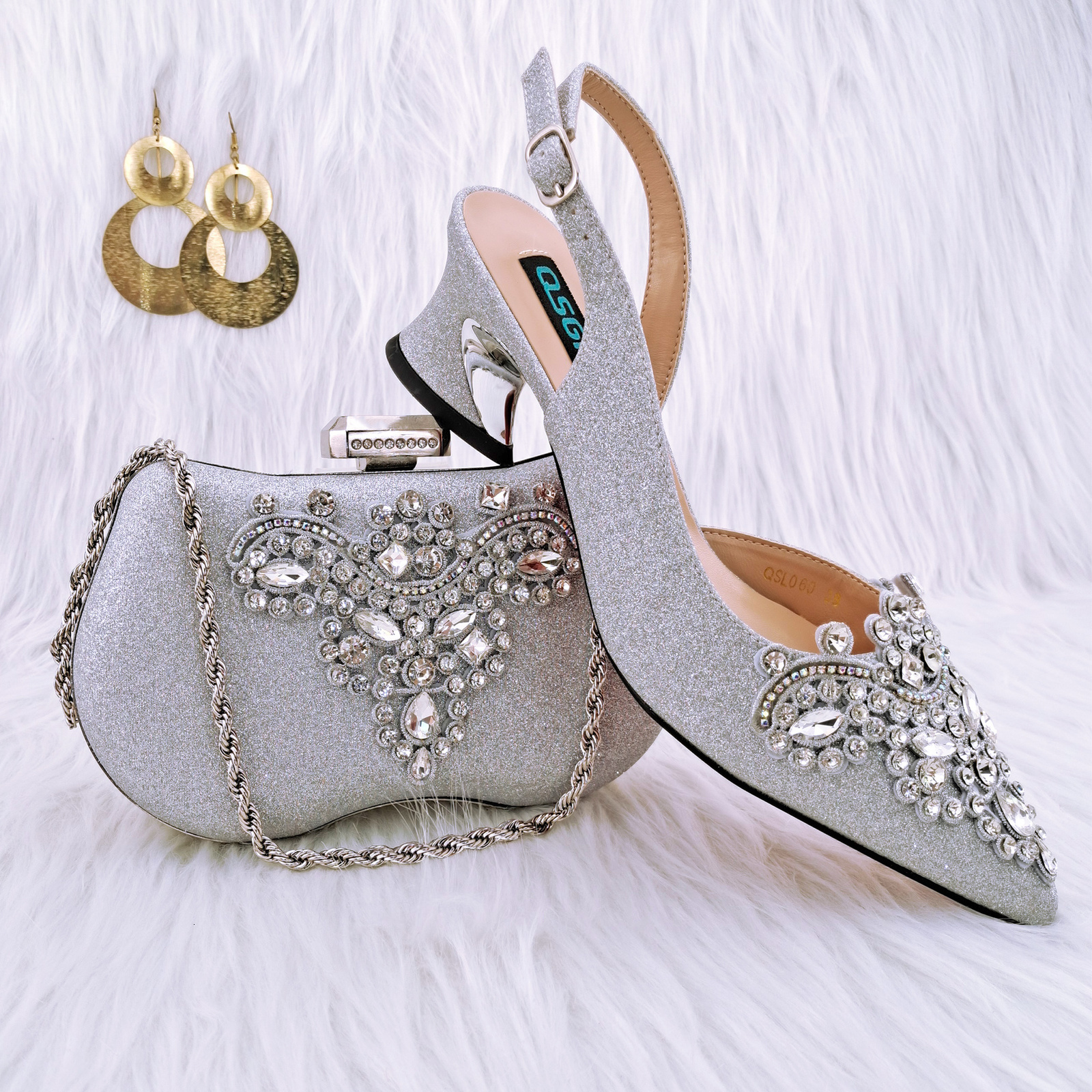 

Dress Shoes doershow selling silver and Bags To Match Set Italy Party Pumps Italian Matching Shoe Bag for Party! HPL19 230216, Purple