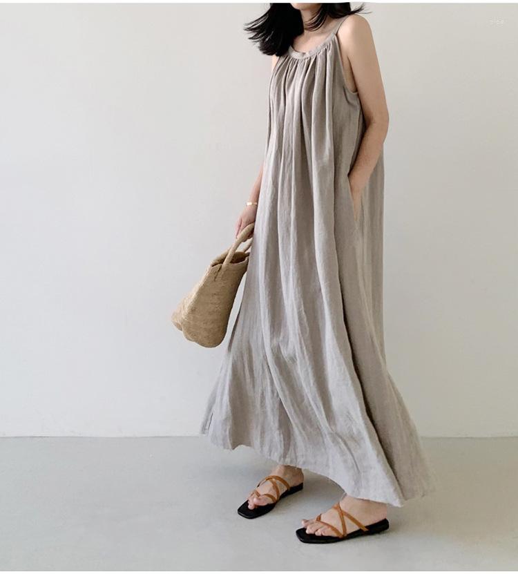 

Casual Dresses 9073 Summer Sleeveless Sling 2023 Loose Short-sleeve Puff Sleeve Denim Fishtail Robe Femme Vestido, Color as picture