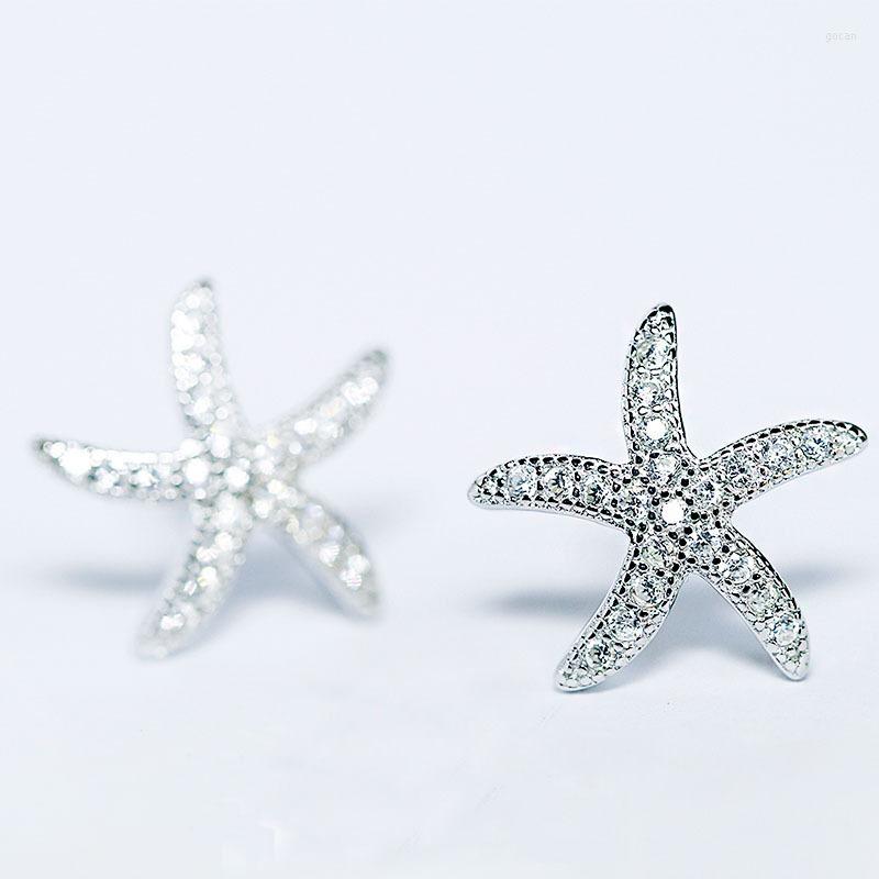 

Stud Earrings REETI Fashion 925 Sterling Silver Crystal Starfish For Women Girls Gift Statement Jewelry