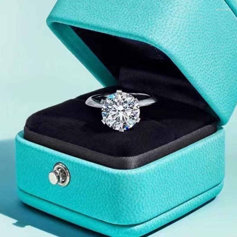

Cluster Rings 5 Moissanite Round Classic Six Prong S925 Sterling Silver Ring Woman Engagement Wedding Fine Jewelry