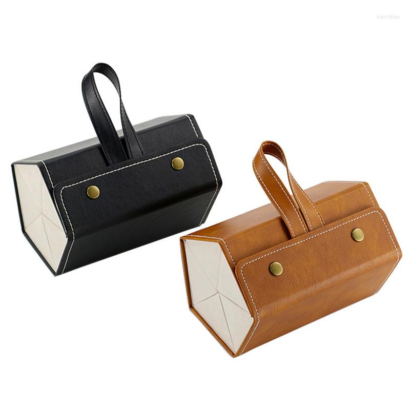 

Interior Accessories 6 Slots Folding Eyeglasses Organizer Sunglasses Storage Box Portable Travel For Glasses Makeup PU Case