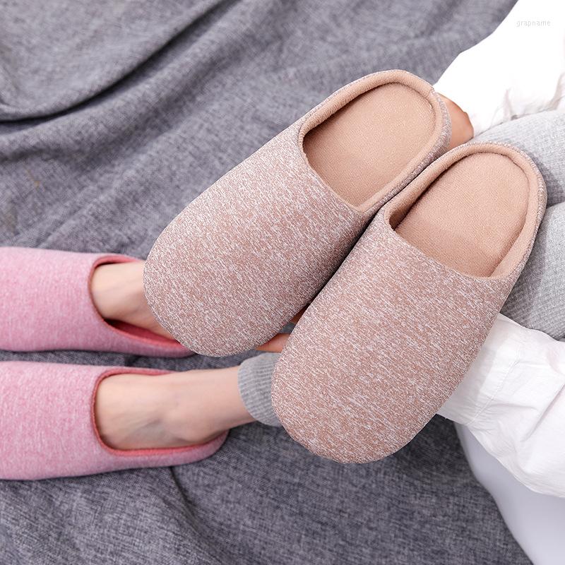 

Slippers Autumn And Winter Couple Home Cotton Shoes Indoor Mute Non-slip Ladies Solid ColorWomen Slides Warm, Coffee