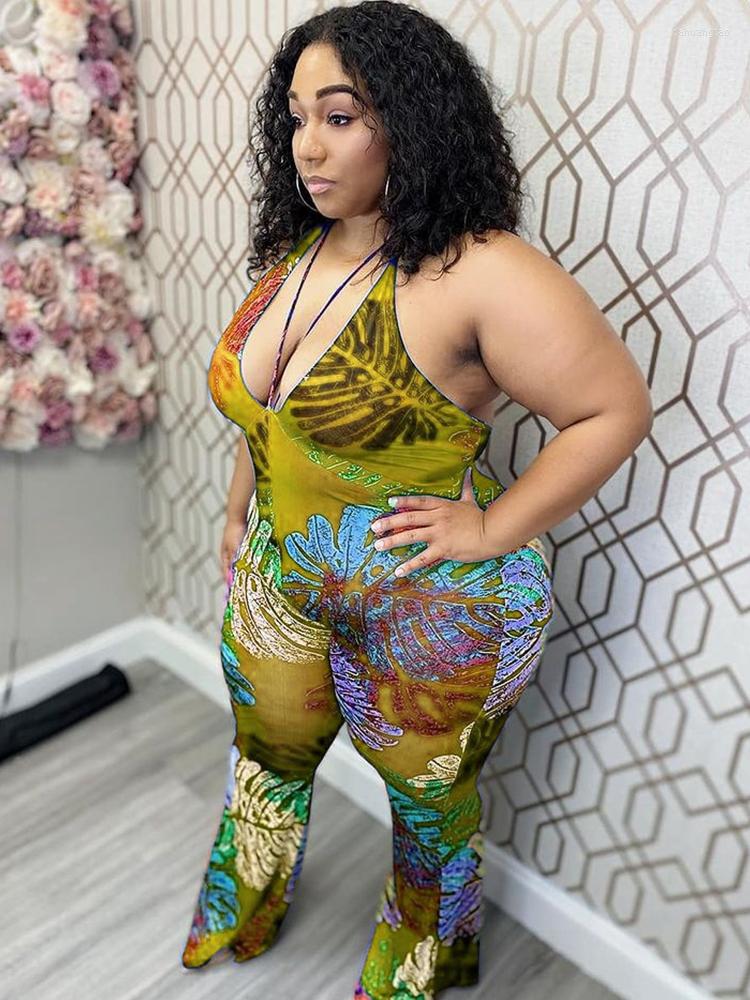 

Pants Ladies Sleeveless Jumpsuit Summer Sexy One Piece Outfits Skinny Flare Pant Plus Size Jumpsuits Wholesale Bulk Drop, Yellow