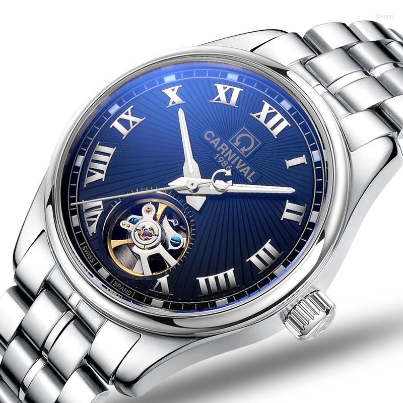 

Wristwatches Carnival Men Watches Automatic Mechanical Sapphire Tourbillion Reloj Hombre Waterproof C8660-2, Item 5