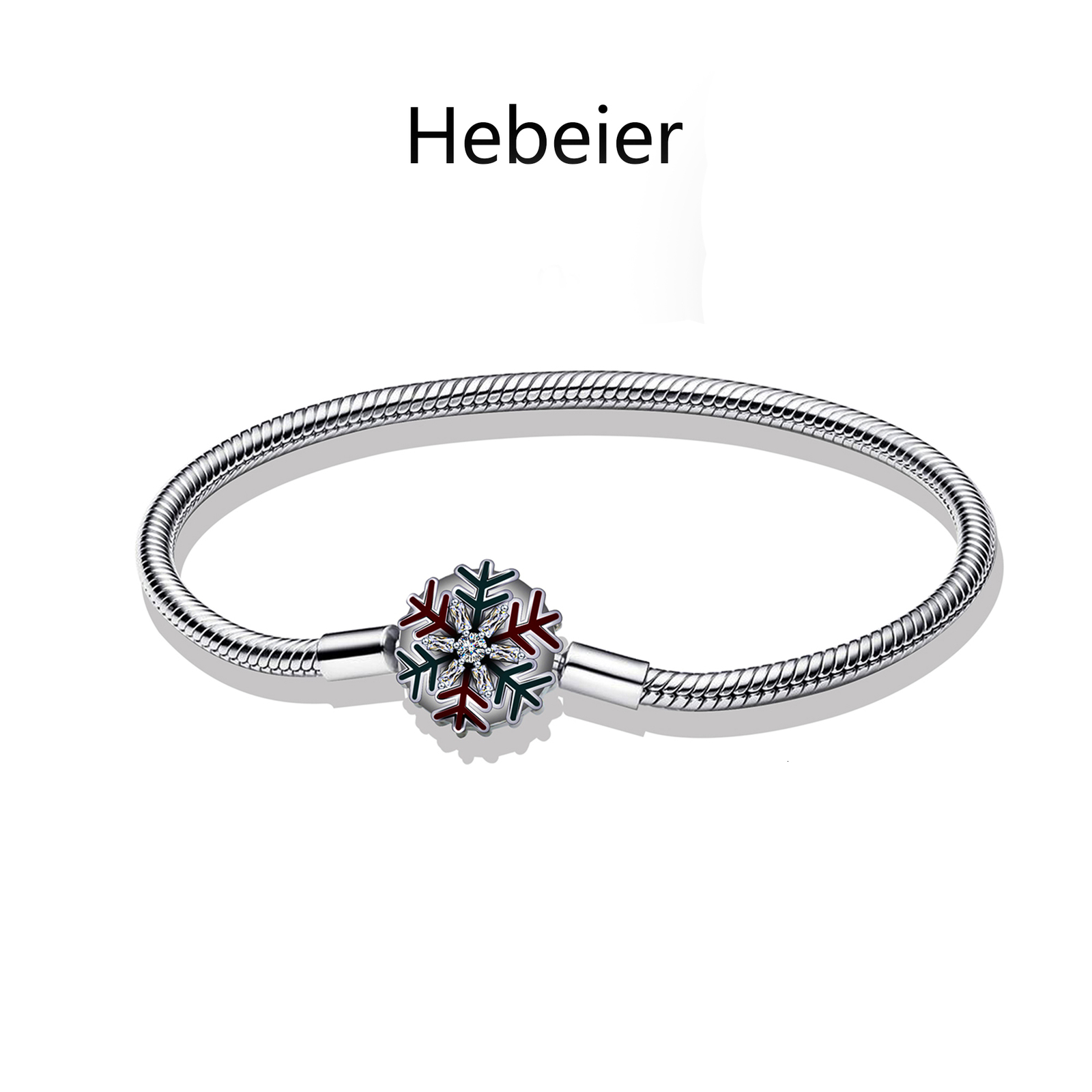 

Charm Bracelets Hebeier Christmas Snowflake Womens Classic S925 Sterling Silver Snake Bone Bracelet Beads DIY Premium Jewelry Gift 230216