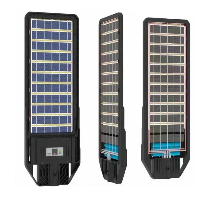 

Solar street light 100W 200W 300W 400W integrated Double-sided monocrystalline Solar panel motion sensor IP69K waterproof ultra-thin