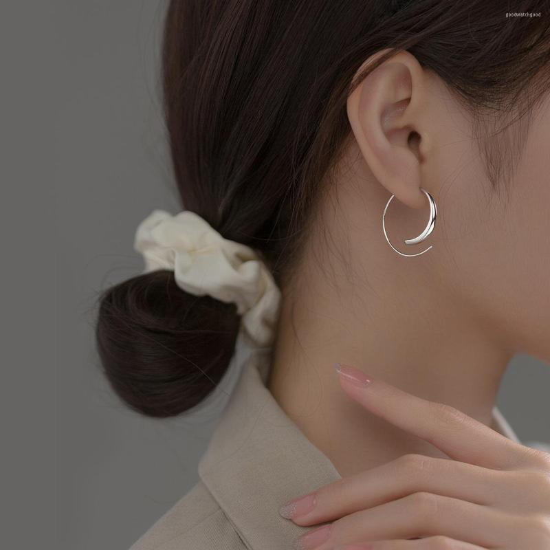 

Hoop Earrings Real 925 Sterling Silver Simple Spiral Glossy Circle Earring Hypoallergenic Jewelry For Women Diameter 26mm