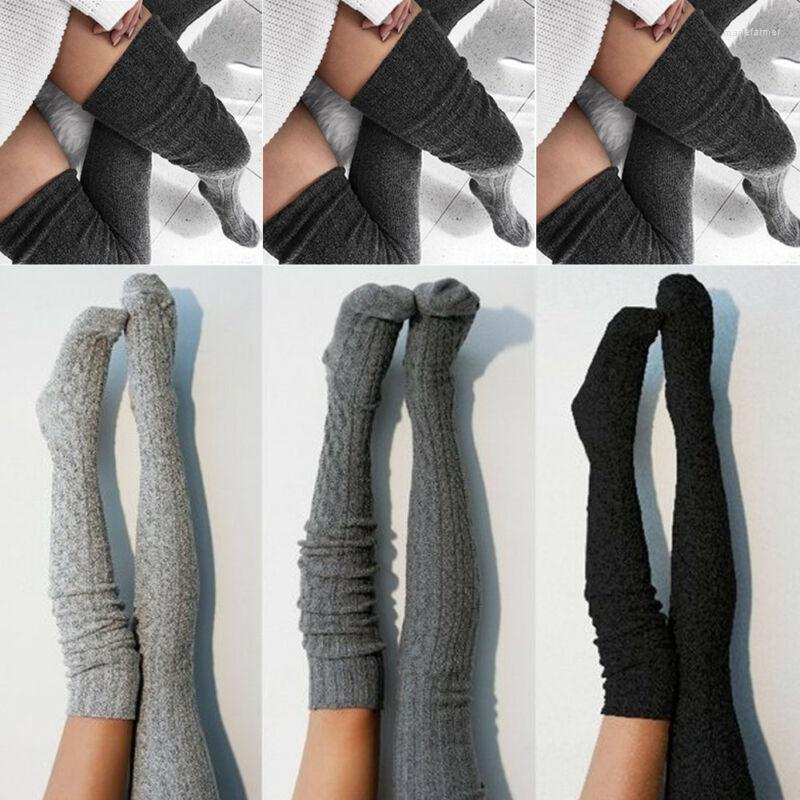 

Women Socks Fashion Lady Cable Knit Extra Long Stockings Over Knee Thigh High Warm Pantyhose Trim Tights, Gray
