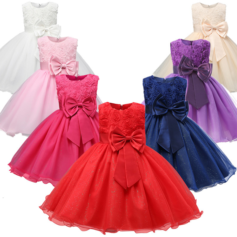 

Girls Dresses Christmas for Kids Lace Flower Princess Children Big Bow Wedding Birthday Party Vestidos Year Costume 230217, Navy blue