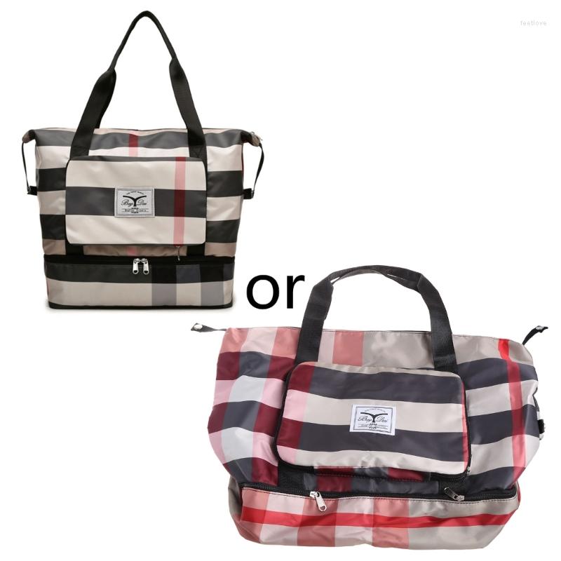 

Duffel Bags Foldable Travel For Women Large Capacity Men's Sports Bag Weekend Messenger Dry And Wet Separation Shoes Organizer, Black