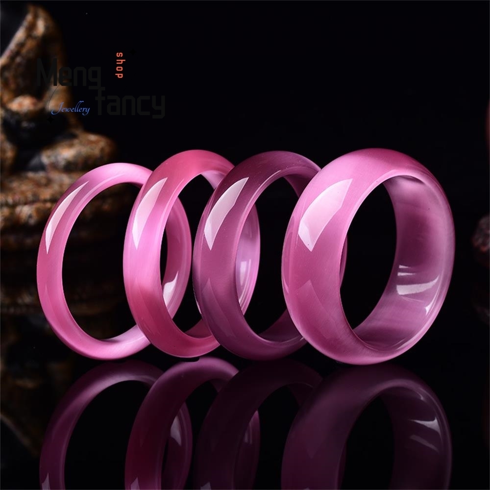 

Bangle Natural Pink Cat Eye Rock Exquisite Fashion Bracelet Accessories Jewelry Customized Gift Girlfriend Amulets Face Width 825mm 230216